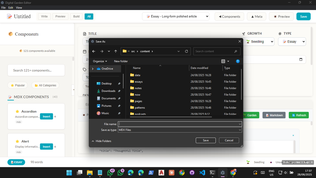 MDX Editor output integration showing deployment workflow